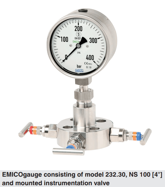 model 232.30, NS 100 [4"] and mounted instrumentation valve